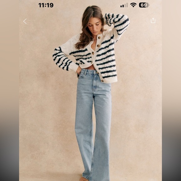 NWT Sézane The Wide Leg Trousers Light Blue - Size 8 - Picture 1 of 14